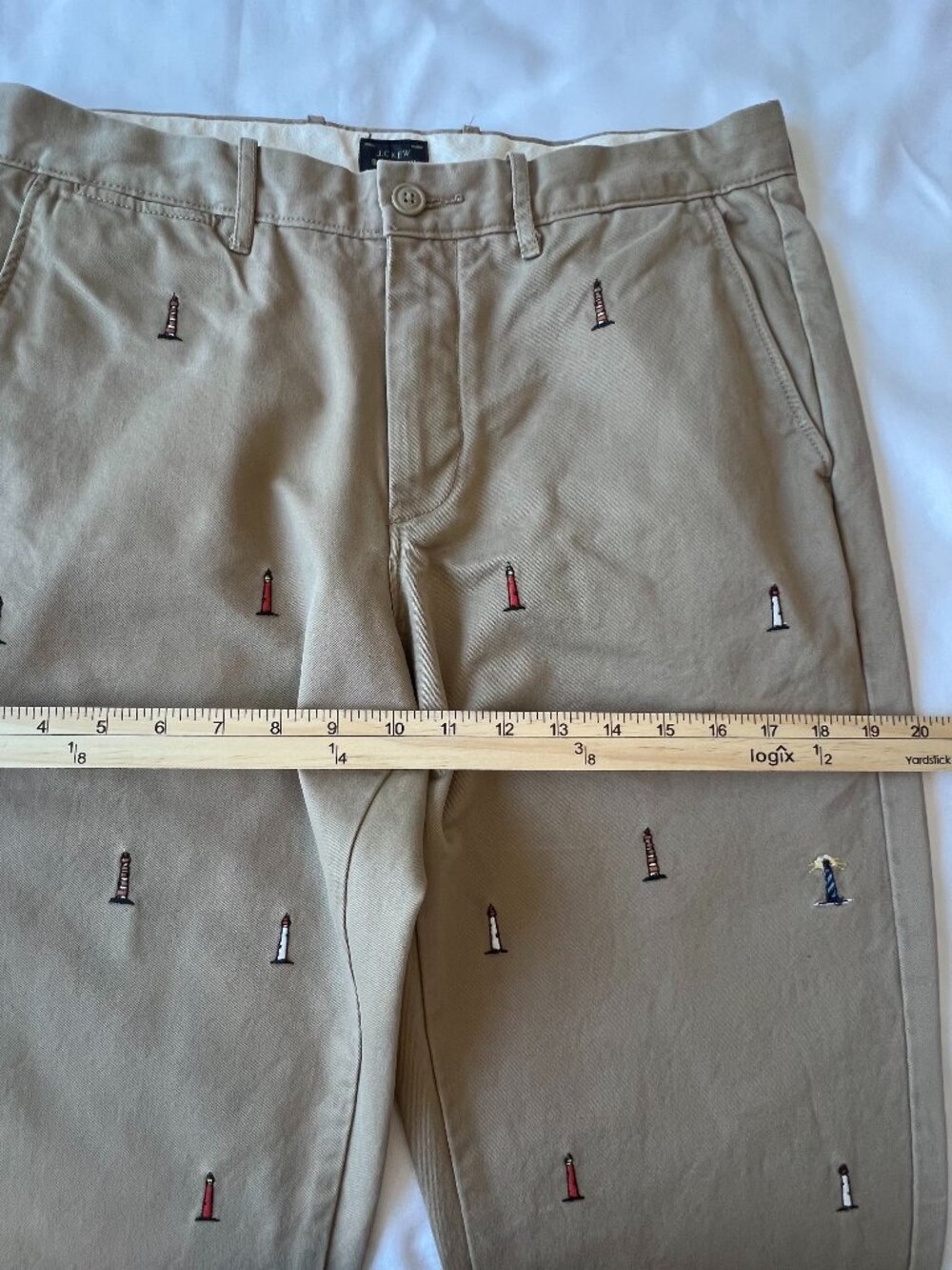 J Crew Mens 770 Straight Chinos Embroidered Lighthouses 32 X 32 100% Cotton - Picture 10 of 14